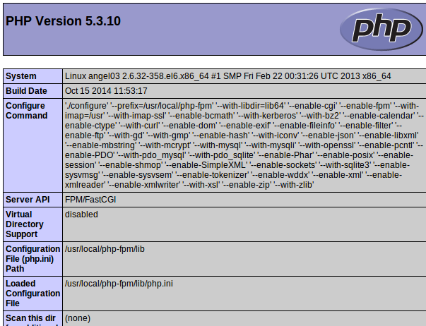 phpinfo